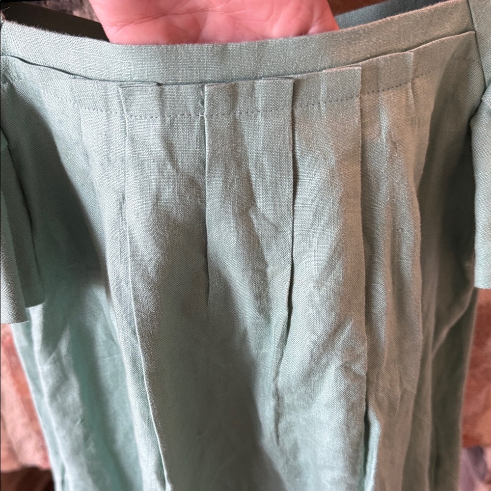 Hunter Dixon Green linen Mini Dress size small - Picture 4 of 6